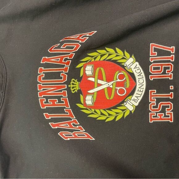 Balenciaga Crest-Motif Cotton Sweatshirt Hoodie Unisex - Picture 4 of 9